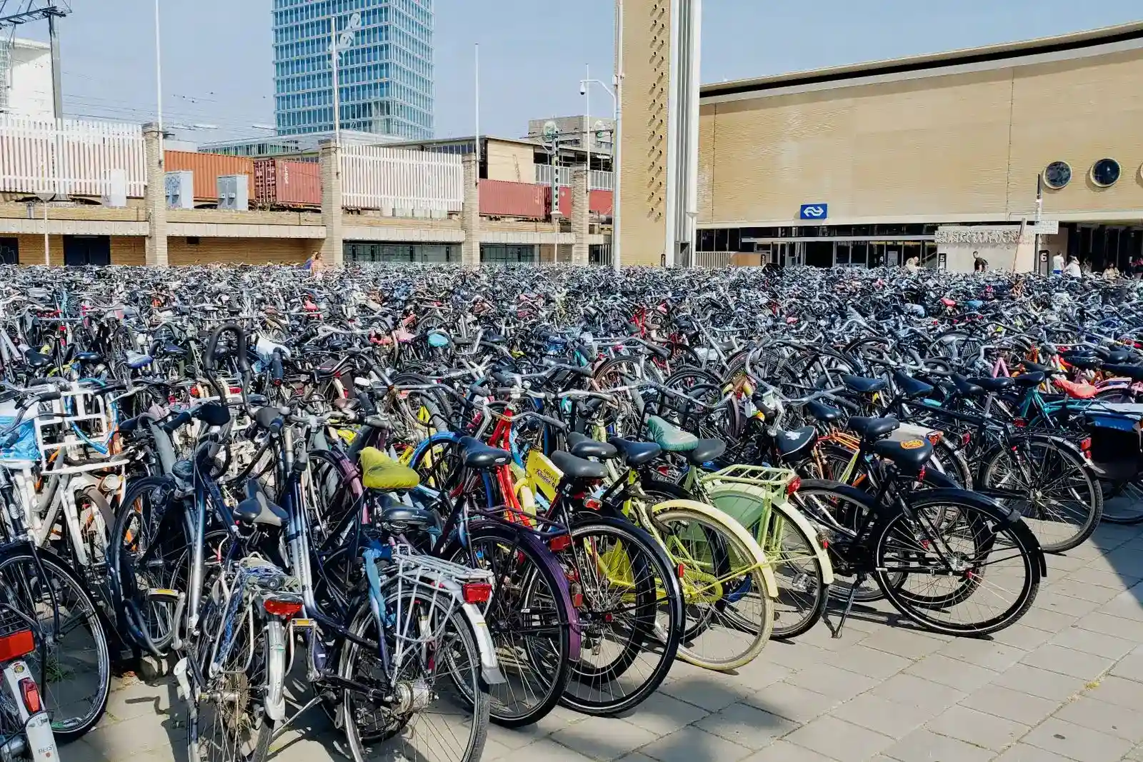 Hundreds of bicycles parked outside Eindhoven Centraal station
