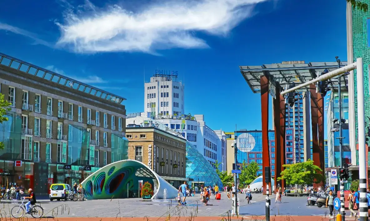 Eindhoven city centre, where the Welcome2Holland team is based and furnishes homes for expats nationwide